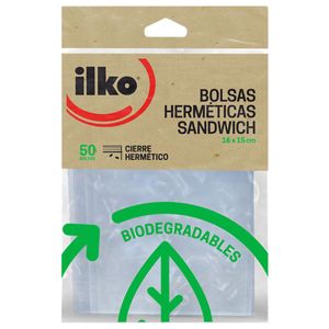 Bolsa Ilko biodegradables cierre hermético 16 x15cm x50und