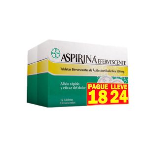 Aspirina efervescente 500mg tableta pague 18  lleve 24