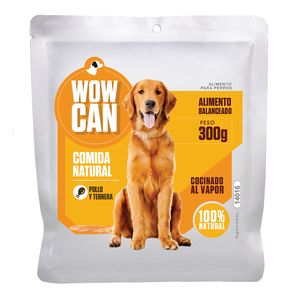 Alimento Wow Can cocinado pollo y ternera para perro x300g