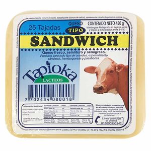 Queso sándwich Tapioka tajado x450g