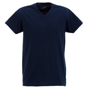 Camiseta algodón hombre azul navy lisa cuello v
