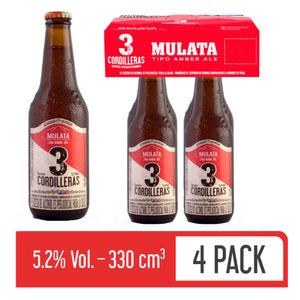 Cerveza 3 Cordilleras mulata botella 330ml x4