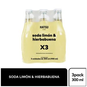 Soda Hatsu limon hierbabuena bot x3 unidades x300ml c-u
