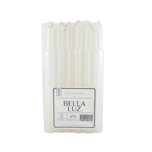 Vela acanalada blanca 400gr pack x12und bella luz