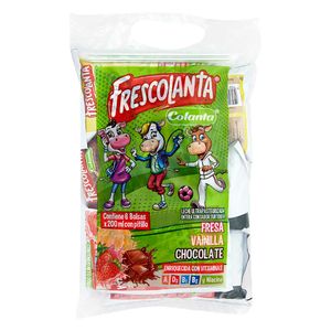 Leche saborizada Frescolanta sabores surtidos bolsa x6und x200ml c-u