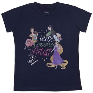 Camiseta niña manga corta azul Princesas
