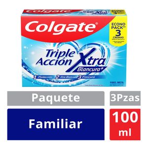 Crema Dental Colgate Triple Acción Extra Blancura Pack 3und x 100ml c-u