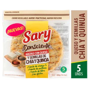 Arepas de queso con semillas de chía y quinoa Sary x 5und x 400g