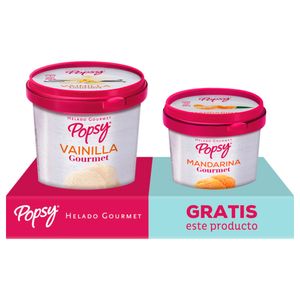 Helado Popsy vainilla x600g + mandarina x300g