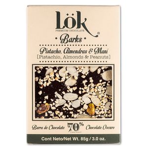 Chocolate Lok oscuro 70% Pistacho almendras mani x85g