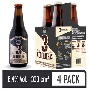 Cerveza 3 Cordilleras negra botella 330ml x4