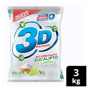 Detergente 3D multiusos polvo bicarbonato y eucalipto + limón x3kg