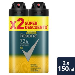 Desodorante Rexona v8 men aerosol x2und x90g