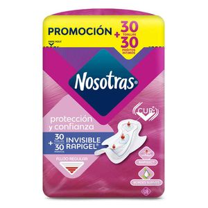 Toallas higiénicas Nosotras rapigel x30und + Pañitos Íntimos x 30und