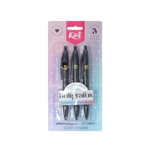 Blíster bolígrafos negros Kiut x3 und