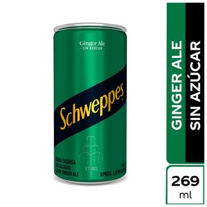 Gaseosa Schweppes ginger sin azúcar lata x269ml