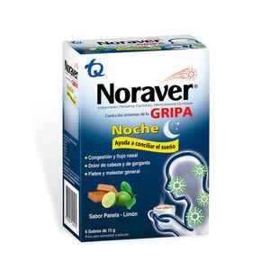 Antigripal Noraver gripa bebida noche plegadiza x 6 sobres x15g c-u