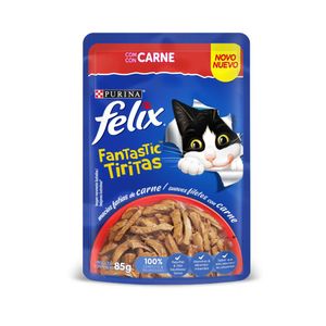 Alimento húmedo para gatos Felix Fantastic Tiritas carne x85g