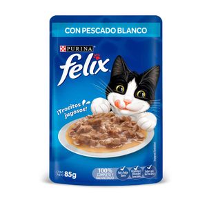 Alimento húmedo para gatos Felix pescado blanco en salsa x85g