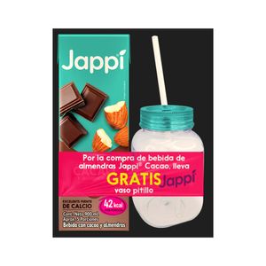 Bebida Jappi cacao almendras x900ml + Vaso