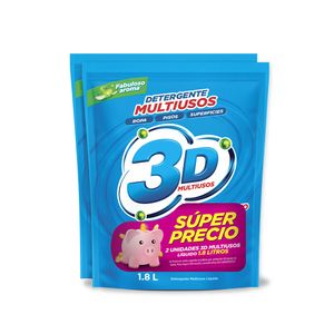 Detergentes 3D multiuso liquido x2und x1.8Lt