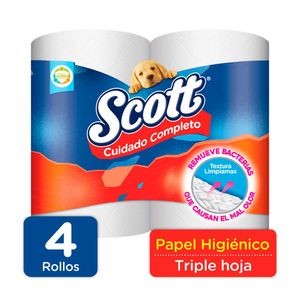 Papel Higiénico Scott Cuidado Completo Triple Hoja 4 Rollos