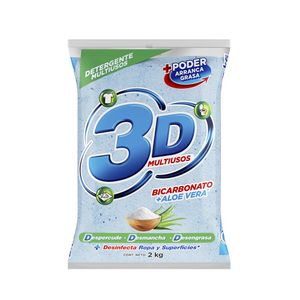 Detergente 3D multiusos polvo bicarbonato + aloe vera x2kg