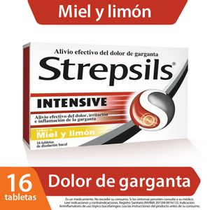 Antiinflamatorio Strepsils intesinve miel limón x 16 tabletas