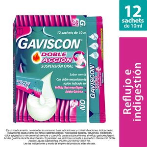 Antiácido gaviscon doble acción oral x 12 sobres x 10 ml c-u