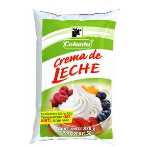 Crema leche Colanta semientera uht bolsa x870g