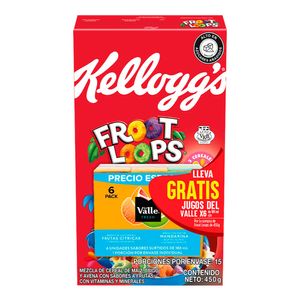 Cereal Froot Loops x450g + Jugo Del Valle x6und