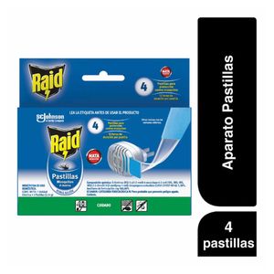 Pastillas Raid repelente contra insectos voladores x1 und + 4 pastillas x30g