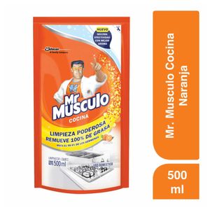 Limpiador líquido Mr Musculo antigrasa acción naranja x 500 ml repuesto
