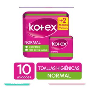 Toallas femeninas Kotex normal x10und + 2und