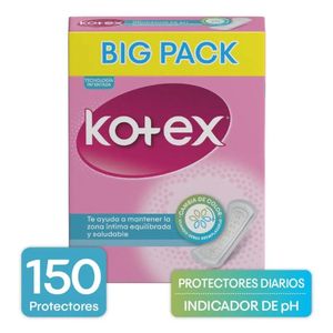 Protectores diarios Kotex con indicador de PH x150und
