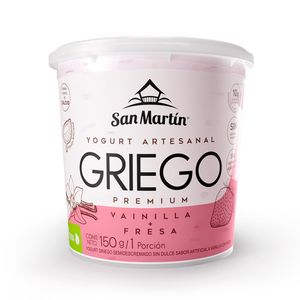 Yogurt griego San Martin Premium vainilla y fresa x150g