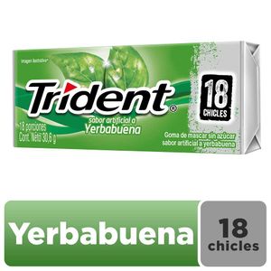Chicle Trident Yerbabuena sin azúcar x18 chicles