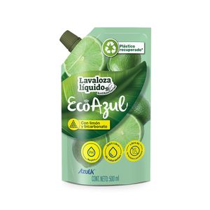 Lavaloza Líquido Ecoazul Limón Bicarbonato doypack x500ml