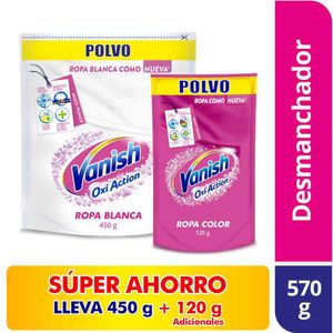 Quitamanchas Vanish Polvo Blanco 450 grs + Rosa 120 grs