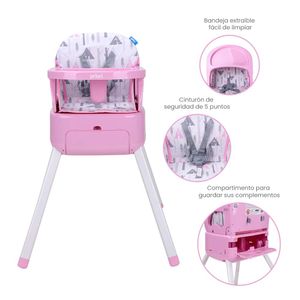 Silla Comedor Bebé 3 en 1 Bony Rosa Priori