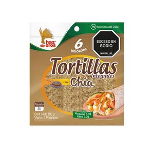 Tortillas integrales con chía Haz de Oros 6unds x190g