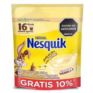 Bebida en polvo Nesquik vainilla bolsa  x200g gratis 10%