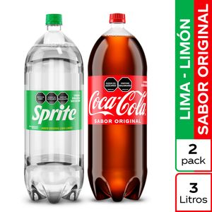Gaseosa Coca Cola sabor original + Sprite x3L