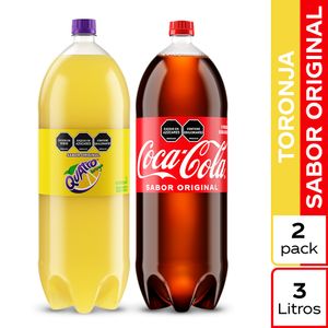 Gaseosa Coca Cola sabor original + Quatro x3L