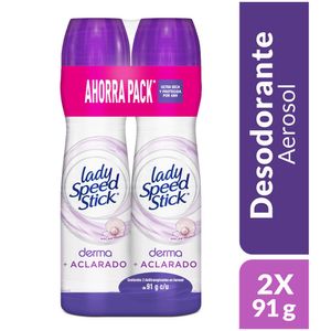 Desodorante Mujer Lady Speed Stick Spray Derma + Aclarado 91g x2 Unidades