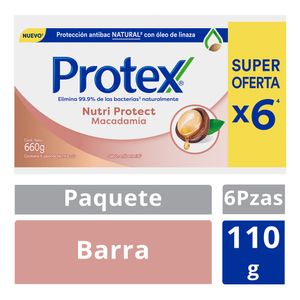 Jabón en Barra Antibacterial Protex Nutri Protect Macadamia 110g x6 Unidades