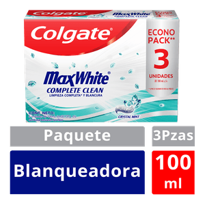 Crema Dental Colgate Max White Complete Clean 100ml x3 Unidades
