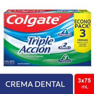 Crema Dental Colgate Triple Accion 75ml x3 Unidades