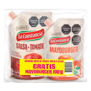Salsa La constancia Tomate x400g gratis Mayoburguer x190g