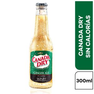 Bebida Gaseosa Canada Dry ginger sin calorías botella x300ml